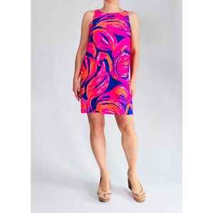Lilly Pulitzer Silk Dress Sleeveless Pink Orange Blue Magenta Size XS Flamingo